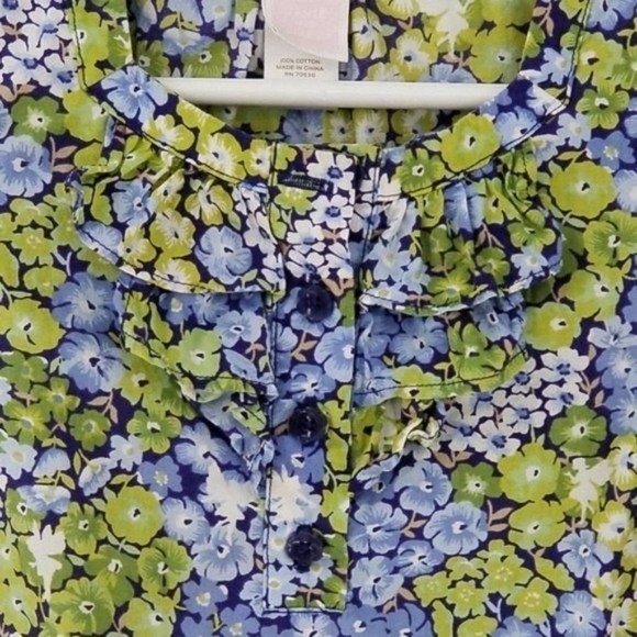 Janie and Jack Floral Print Ruffle Neckline Half Button Popover Blouse Top Sz 2T - Picture 2 of 7